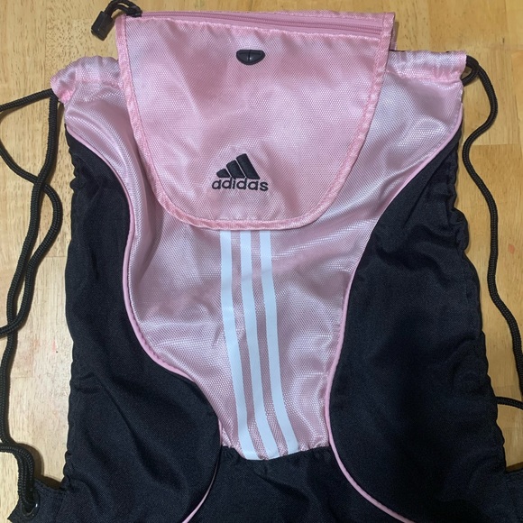 Adidas Drawstring Knapsack Pink Black NWOT - Picture 1 of 5